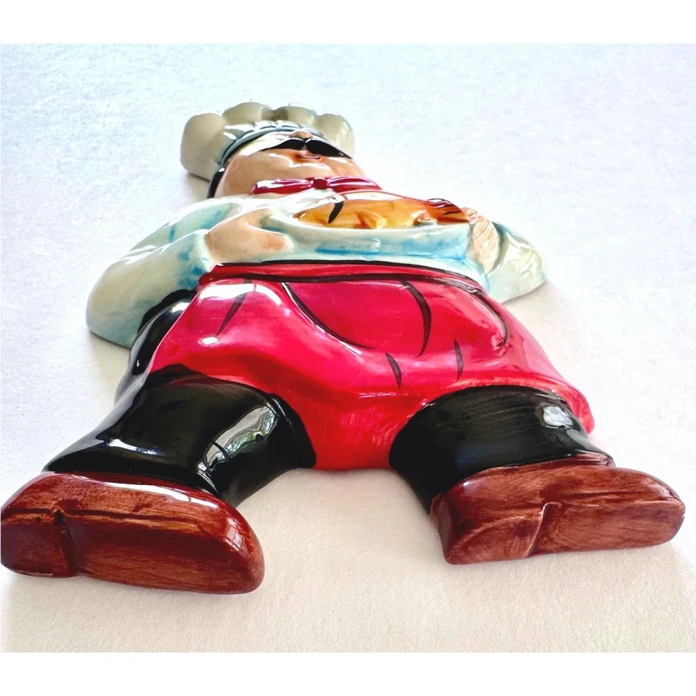 Vintage Hand-Painted Fat Chef Figurine Bistro Wall Plaque‎ Kitchen Decor